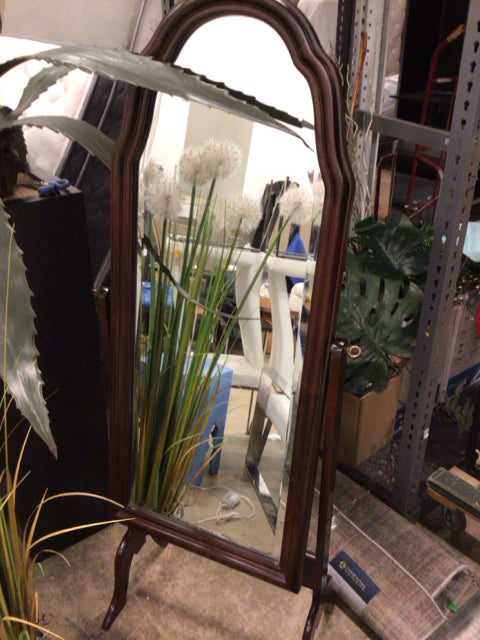 AS-IS Dark Wood Free Standing Mirror