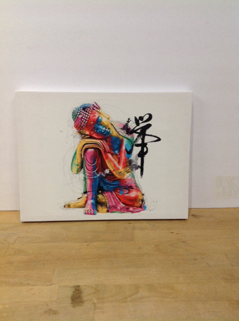 16"x12" Colorful Buddha Print on Canvas
