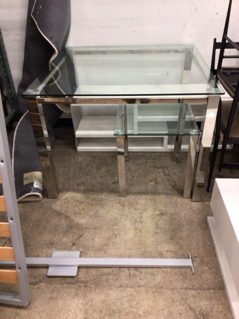 Square Glass & Chrome Dining Table