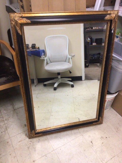 29" X 42" Black & Gold Framed Beveled Mirror