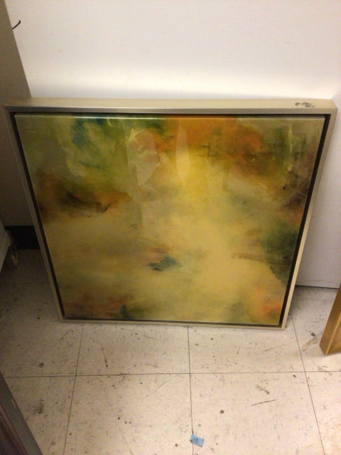 25 1/2" Gold Framed Lacqured Abstract Print