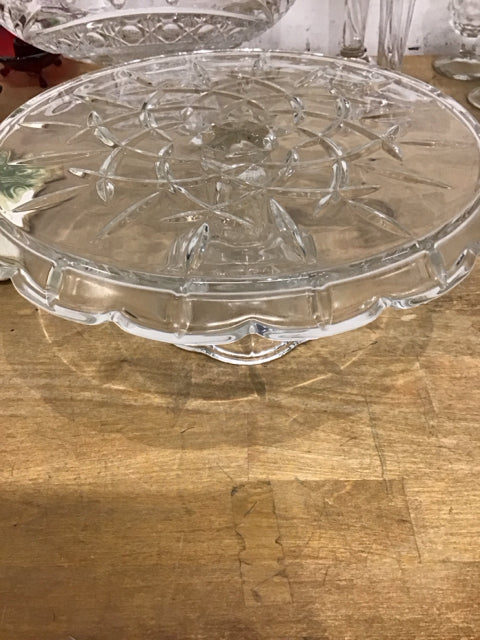 11" Cut Glass Footed Cake Plate