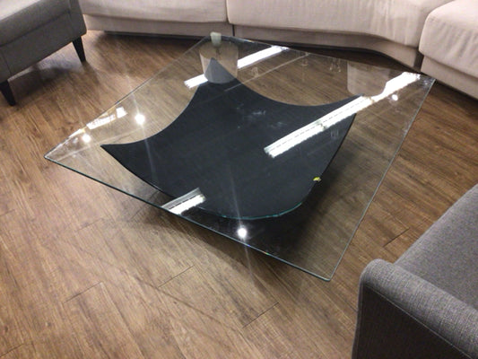 Glass Top Black Glass Base Coffee Table