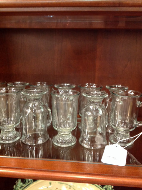 Set Of 12 Clear Glass Coffee Mugs