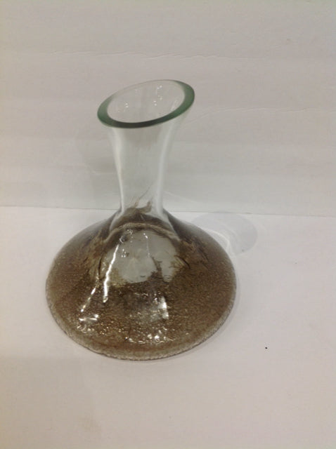 9" Clear/Brown Glass Vase