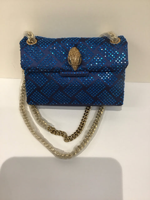 Kurt Geiger Blue Fabric w/Rhinestones & Gold Clip Purse