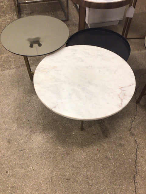 Round Stone/Mirror/Tray Top Metal Base Coffee Table