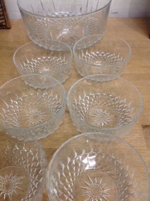 7 Pc French Cut Glass Dessert Set