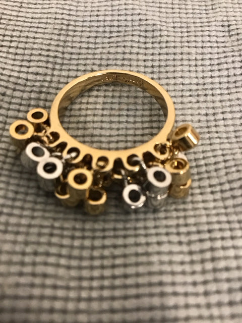 Silvertone & Goldtone Circle Dangle Ring
