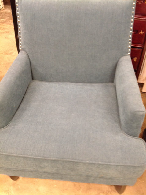 Chair- Blue Fabric Silver Nailhead