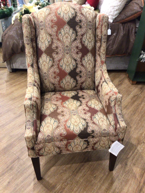 Thomasville Furniture Damask Fabric High Back Arm Chair