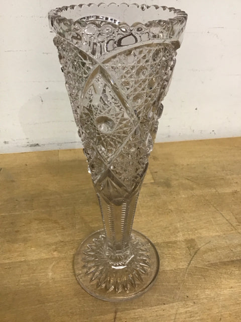 11" Trumpet Cut Glass Vase