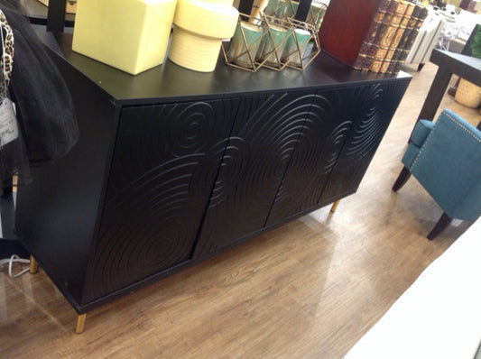 Buffet- Modern Black Wood 4 Door