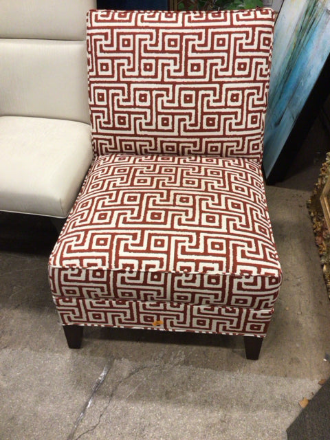 Red/White Geometric Pattern Slipper Chair