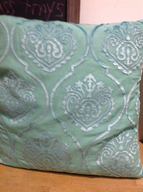 Pillow- 23" Green & Aqua Print