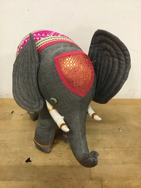 12"x10 Stuffed Embellished Gray Elephant