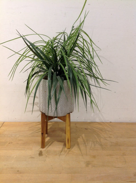 26" Artificial Plant w/Ceramic Bowl & Wood Stand