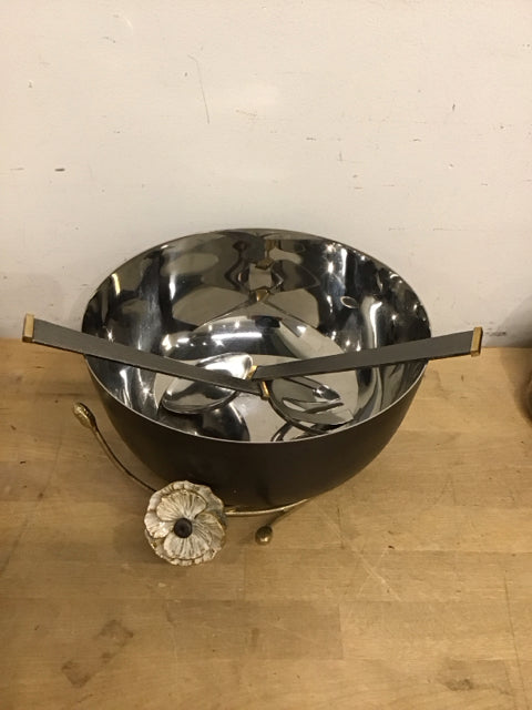 10" Michael Aram Calla Lily  Salad Bowl W/Spoon & Fork