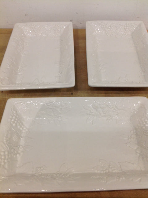 Set Of 3 Italy White Grape Trays