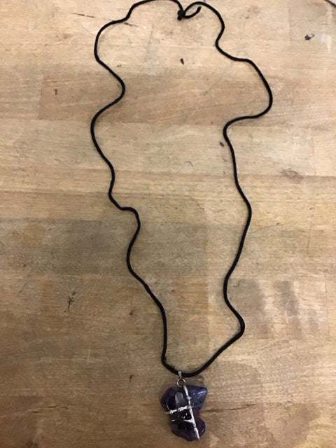 Raw Amethyst Crystal Pendant Necklace