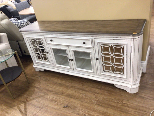AS-IS Liberty Furniture Distressed White Media Console