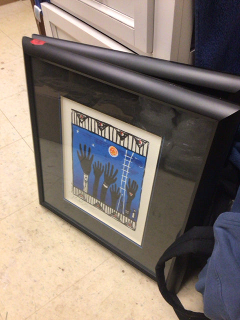 19" X 20" Black Framed Hand Print