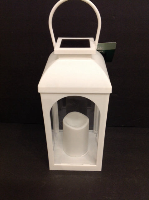 11" White Plastic Solar Lantern