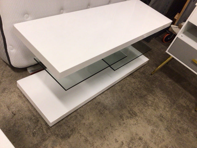 Modani White Lacqured & Glass T.V Stand