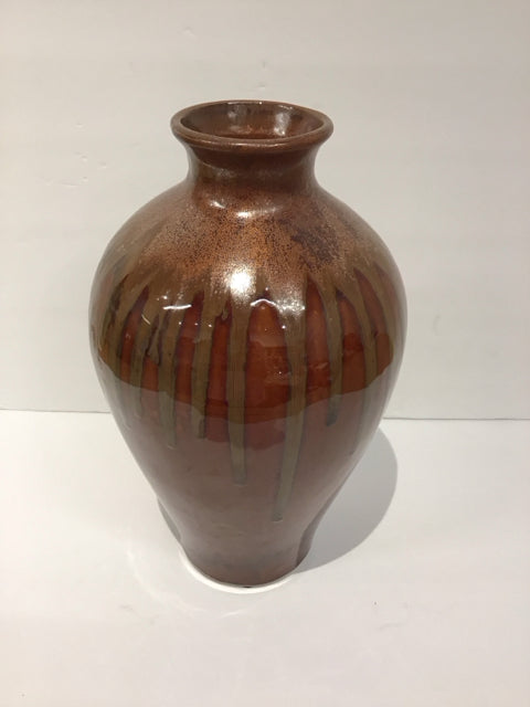 12" Brown/Tan Glazed Vase