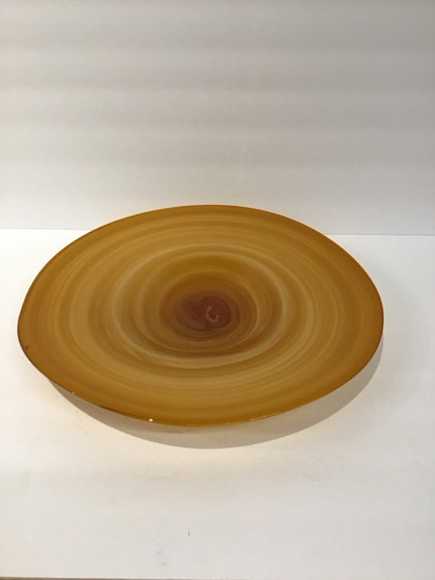 15.5" Art Glass Amber Color Bowl