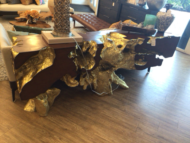 Gold & Brown Branch Console Table