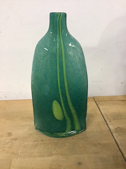 12" Green Art Glass Bud Vase
