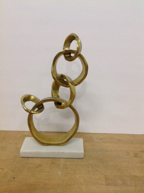 15" Gold Metal Sculpture w/Rings & Base