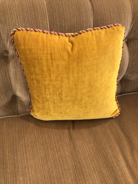 Small Square Gold Pillow W/Red & Gold Twisted Border