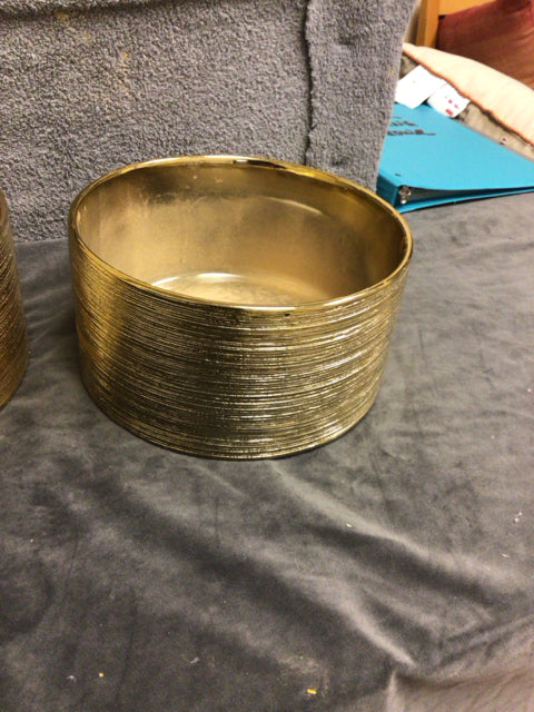 4 1/2 H Round Gold Ceramic Bowl