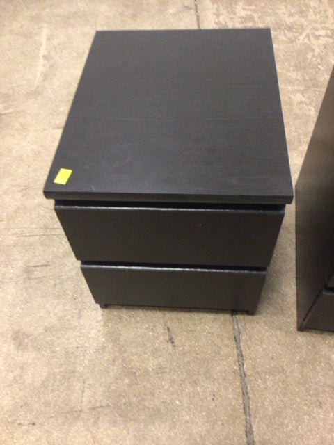 As-Is Black Two Drawer Nightstand