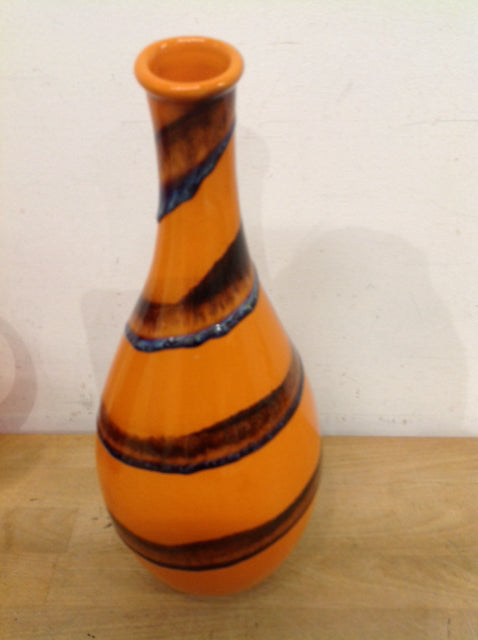 Vase-.13" Orange Drip Glass