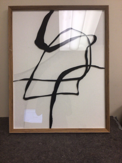 29" X 23" Wood Framed Black Painted Glass Wall Decor