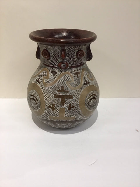 Vtg Brazilian Brown Terracotta Vase