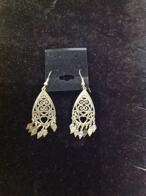 Gold Tone Teardrop Dangling Earrings