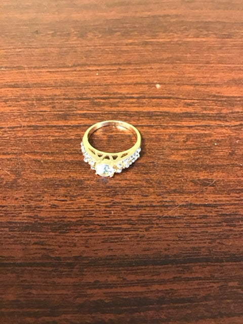 Goldtone Square CZ Rhinestone Ring