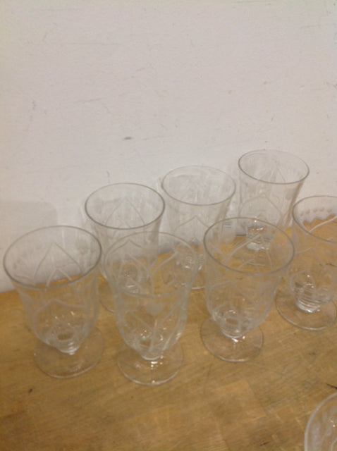 Set Of 7 Frosted Crystal Iced Tea Glasses