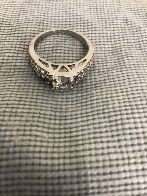 Silvertone Rhinestone CZ Ring