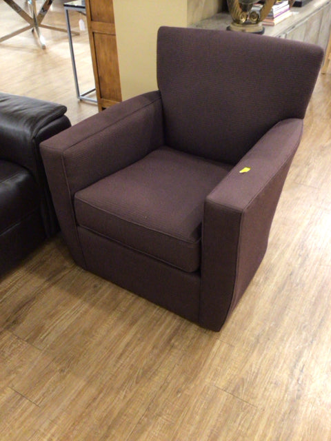 Crate & Barrel Purple Fabric Swivel Chair