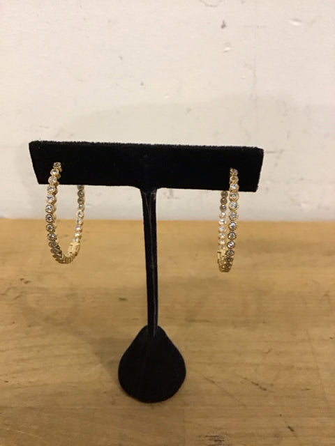 Dior Like Goldtone In & Out Stone Earrings