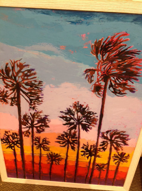 30" X 40" Signed Sunset Palms Canvas