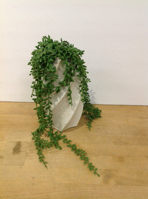 10" Artificial Plant w/White Enamel Ceramic Vase
