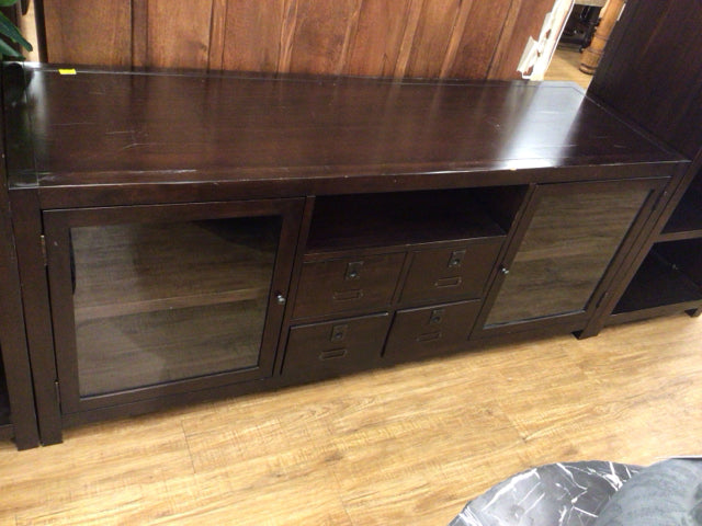 AS-IS PB Hudson Four Drawer/Two Door Media Console(Top Scratched)