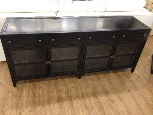 69"W x 19"D x 29.25"H Four Hands Black Metal & Glass Shadow Box Media Console