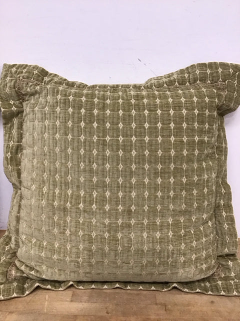 24" Moss Green Grid Pattern Pillow